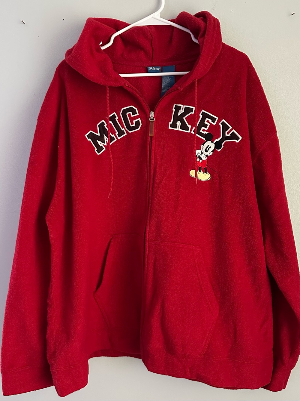 Disney Mickey Mouse Red Fleece Zip Up Hoodie 3x women’s 3xl vintage embroidered